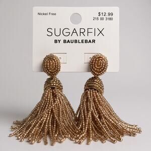 Sugarfix by Baublebar Gold Beaded Tassel Earrings. Nickel-Free Statement Jewelry